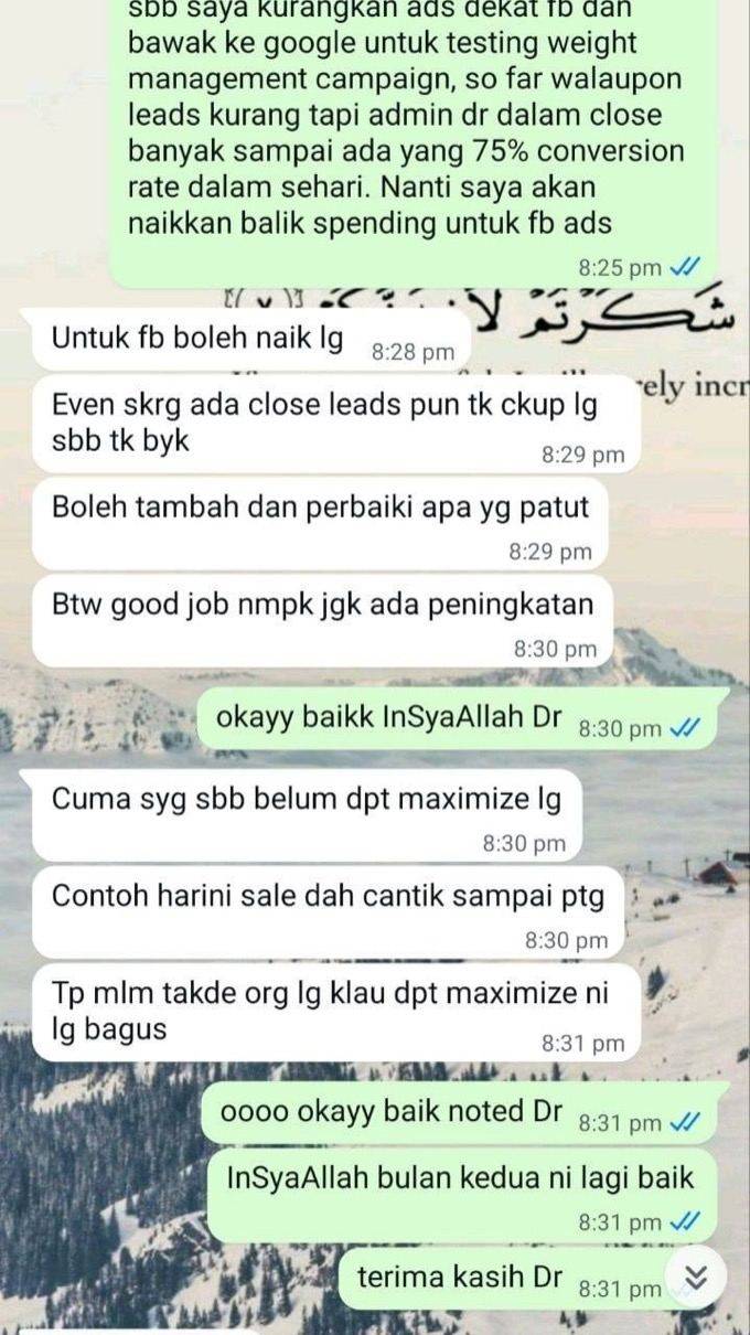 Client WhatsApp conversation