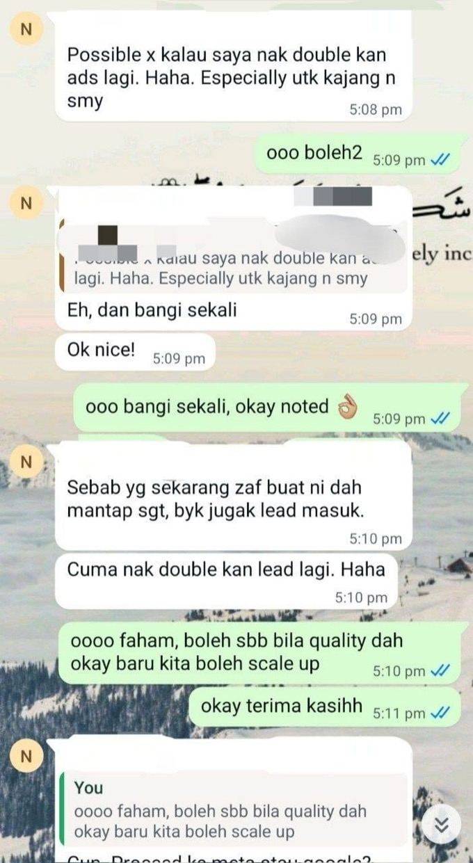 Client WhatsApp conversation